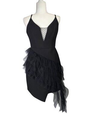 BCBGMAXAZRIA Women's Asymmetrical Ruffle Sheath Dress